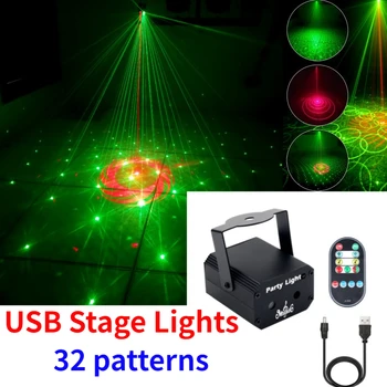 2023 Mini USB Fázi Laserové Světlo Led Světlo Svítilna 32 vzory Dálkové Ovládání Pro Domácí Party Svatební Diskotéka Dj Vánoční Show Bar Obrázek