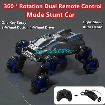 360° Rotace Dual Režimu Dálkového Ovládání Stunt Car Light Music Auto Demo 8 Kol 4WD Hodinky Gesto Snímání RC Stunt Auto, Dítě, Hračka Obrázek