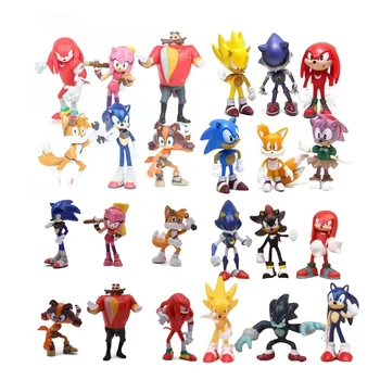 6ks Sonic The Hedgehog Akční Obrázek Anime Panenka Hračky PVC Model, Ornament, Kreslený Dort Dekorace Kluky Děti Dárek Horké Obrázek