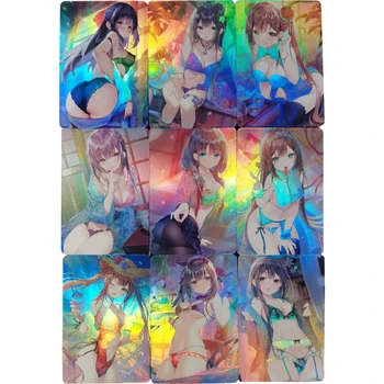 9Pcs/set Anime Sexy Nude Karty Kawaii Holka, Kolekce, Karta, spodní Prádlo Lomu Barevné Flash Karty Anime Periferní Chlapec Dárky Obrázek