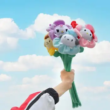 Hello Kitty Plyšové Kytice Hračka Anime Sanrio Kuromi Panenka Kawaii Cinnamoroll My Melody Opony Spony Děti Plyšové Hračky Velkoobchod Obrázek