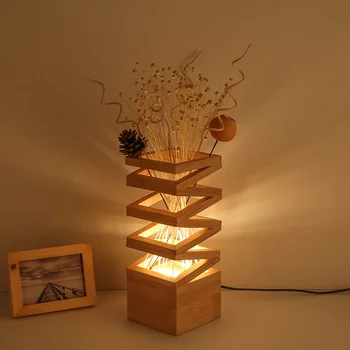Kreativní Jednoduché Stolní Lampa Dekorativní Log Aranžování Květin Útulné a Romantické Ložnice Postele Obývací Pokoj Studie Nabíjení Obrázek