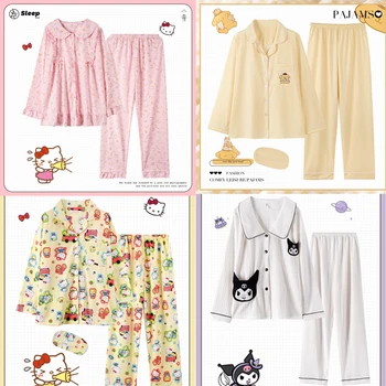 Nové Anime Hello Kitty Bavlněné Pyžamo Podzim Dlouhé Rukávy Kawaii Kuromi Oblečení Pro Volný Čas Oblek, Jednoduché, Vynikající Design Halloween Dárky Obrázek