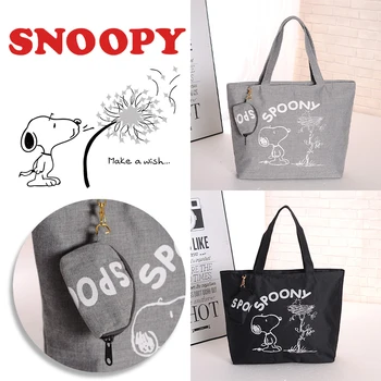 Snoopy Handlebags pro Studenty, Ženy Plátno Taška přes Rameno Karikatura Anime Módní Nákupní Velká Kapacita Volný čas Podpaží Totes Tašky Obrázek