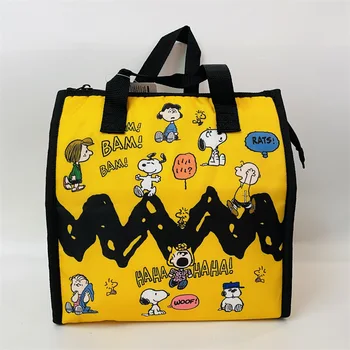 Snoppy Karikatura Plátno Anime Kapesní Izolované Oběd Bag Zip Tote Bag Přenosné Kapesní Roztomilé Nádobí Tašku Domů Essentials Obrázek