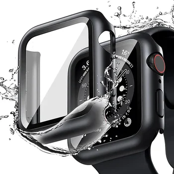 Tvrzené Sklo + Kryt Pro Apple Watch 8 44mm 40mm Módní Muži Ženy PC Nárazníku Screen Protector Případě IWatch Série 7 6 5 4 3 SE Obrázek