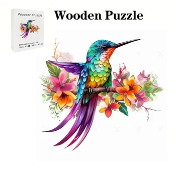 Unikátní nepravidelné Pták dřevěné puzzle kreativní dárek vhodný pro teenagery, dospělé a děti Halloween Vánoční Dárky Obrázek