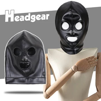 Unisex Hood Maska Sexy PU Kožené Masky Šátek Muži Ženy Cosplay Rekvizity Pokrývky hlavy Pár Sexy Cosplay Příslušenství Obrázek