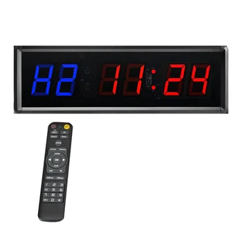 1.5 Inch 6-ti Místný Posilovna Časovač,LED Intervalový Časovač Digitální Odpočítávání Nástěnné Hodiny Fitness Časovač pro Domácí Posilovny,EU Plug Obrázek