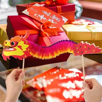 3D Papírový Drak Řemeslo Materiál Čínský Drak Rok DIY Handmade Hračky na Nový Rok Dekorace Závěsné Ozdoby Děti Dárek Rodinné Hry Obrázek