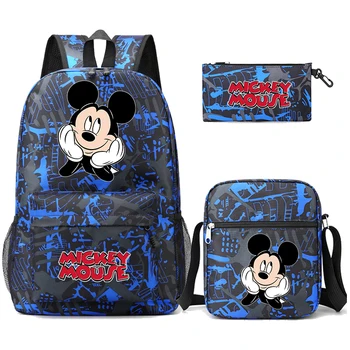3ks/set Batoh Disney Mickey Mouse Teenagery Student Aktovka Chlapec Dívka Batohy Zpátky Do Školy Velká Kapacita Karikatura Tašky Obrázek