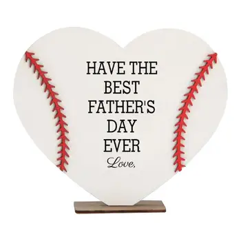 Den otců Vrchol Pro Tabulku Baseball Téma Den otců Dřevo Znamení Dřevěné Srdce ve Tvaru Den Otců Dekorace Na Stůl Obrázek