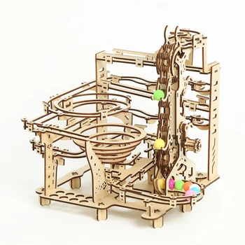 DIY Mramorová Závod Běh Dřevěné Puzzle Kit Mechanické Montážní Stavební Modely 3D Ball Bludiště Laboratoř Fyzikální Věda Experiment pro Dítě Obrázek