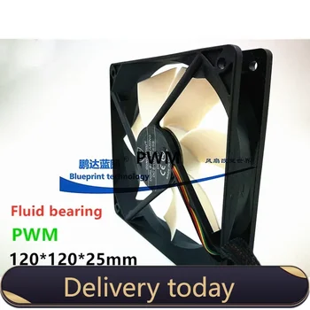Fluidní ložisko, 120x120x25mm chlazení fan 12025 120MM 12cm Počítač případě, CPU Chlazení ventilátor 12V 0.33 ventilátor s PWM 4pin Obrázek