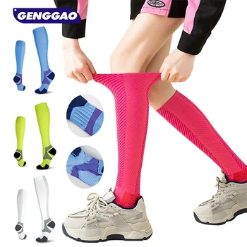 GENGGAO 1 Pár Kompresní Ponožky pro Ženy a Muže Oběhu-Nejlepší Podporu pro Běh, Sportovní, Kojící, Cestování Obrázek