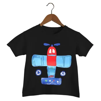 Kreslený Letadlo Tištěné Chlapci Tričko Ležérní Vtipné Letadla T Shirt Harajuku Móda Letní Děti Oblečení Dívky Letadlo Topy Tee Obrázek