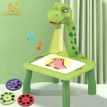 Kreslící Projektor Hračka s Posuvnými Disk Obraz Deska Roztomilý Dinosaurus Hudební Projekce Stůl Playset Světlo do Hry Děti Dárky Obrázek