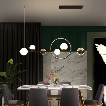 Moderní jednoduchá Jídelna Lustr Stmívatelné LED Akrylové Osvětlení Černé Dlouhé Stůl Restaurace a Bar Závěsné svítidlo Obrázek