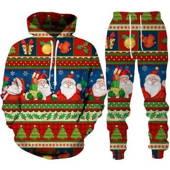 Nový Rok Vánoční Golf Mikiny Y2k Pánské Kalhoty Santa Claus Pánské Tenis 3D Tištěné Tepláky Set Novinka Pár Stran Streetwear Obrázek
