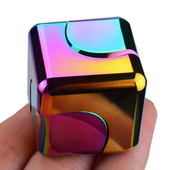 Náměstí Vrtět Cube Spinner EDC Kovové Slitiny Gyro Magie Kostky psací Stůl Ventilovat Stres Úlevu Vzdělávací Hračky pro ADHD, Autismus, Děti, Dospělý s Obrázek