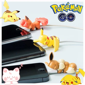 Pokemon Pikachu USB Kabel, Chránič Kreslený Datový Kabel Ochranné Pouzdro Navíječe Kabelu Kryt pro IPhone Android Nabíjecí Kabel Obrázek