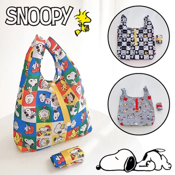 Snoopy Eco-Friendly Skládací Nákupní Taška Velká Kapacita Opakovaně použitelné Přenosné Rameno Kabelka pro Cestování s Potravinami Krásné Pocket Tote Obrázek
