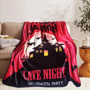 Červená Halloween Deka Cozy Fleece Deka pro Extra Teplo a Pohodlí Queen Size Hodit Deku Na Gauč Obrázek