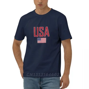 100% Bavlna USA Vlajka S Písmenem Design Krátký Rukáv T košile Muži Ženy Unisex Oblečení T-Shirt Topy Tees 5XL Obrázek