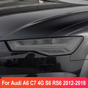 2 Ks Auto Světlometů Ochranný Film Uzené Černý Odstín Zábal Vinyl Transparentní TPU Nálepka Pro Audi A6 C7 4G S6 RS6 2012-2018 Obrázek