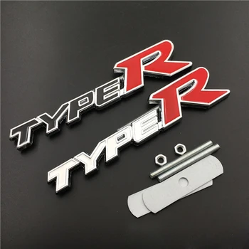 3D Kovové Logo Type R Dopis Auto Přední Grill Znak Pro Honda Civic, CRV, HRV Accord Fit Fk8 Typer Typ R Odznak, Nálepka Příslušenství Obrázek