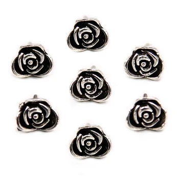 50 Ks Starožitné Slitiny Zinku Rose Květina Přívěsky Pro Výrobu Šperků DIY Ruční Řemesla Obrázek