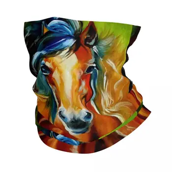 Abstraktní Koně Akvarel Umění Šátek Krku Manžeta Větruvzdorná Obličej Šátek Kryt Muži Ženy Zvířecí Čelenka Trubice Balaclava Obrázek