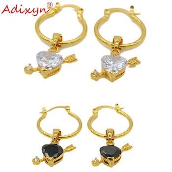 Adixyn DVĚ BARVY, KÁMEN, Zlato Srdce Náušnice Pro Ženy, Barva Zlata/Měď Africké Blízkém Východě Šperky Párty Dárky N09162 Obrázek