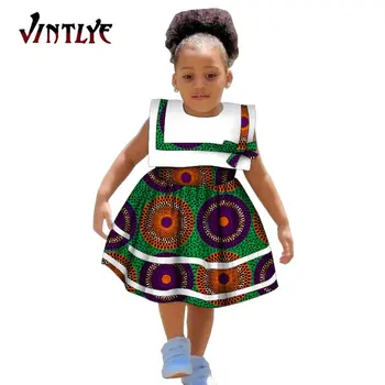 Africké Děti Oblečení Móda Ankara Tisk Šaty Dashiki Africké Šaty pro Dívky Patchwork bez Rukávů Dítě Attires WYT725 Obrázek