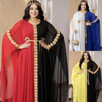 Africké Šaty pro Ženy Šifon Maxi Šaty Muslimské Abaya Dubaj Kaftan Ramadánu šaty Šaty Boubou Dashiki Tradiční Oblečení Obrázek