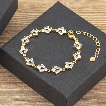 AIBEF Luxusní Lesk Drahokamu Dámské Náramek Mědi Zirkon Dívka Náramek Vynikající Crystal Geometrické Šperky Kouzlo Zásnubní Dar Obrázek