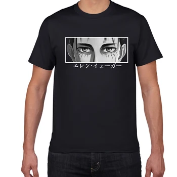 Anime Útok na Titan Tričko Cool Eren Yeager Oči Karikatura Tisk T-shirt pánská Móda Krátký Rukáv Kauzální Vrcholy Mužské Obrázek