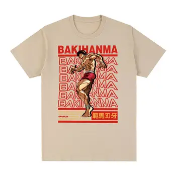 Baki Vintage T-shirt Japonské Anime Bavlna grafický streetwear Men T shirt Nové Tee Tričko Dámské Topy Obrázek