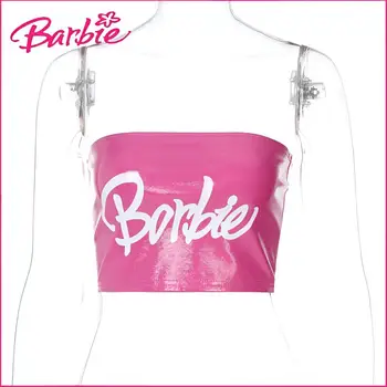 Barbie dámská Vesta bez Rukávů Módní Dámské Sexy Topy Rovný Krk Podprsenku V Pu Jarní Letní Dámské Oblečení Krátké Rukávy Obrázek