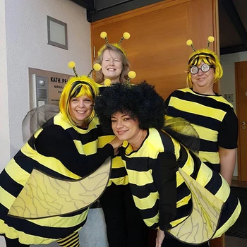 Bee Kostým pro Dospělé Halloween Kostým Ženy Bee Halloween Kostýmy s Křídly, Čelenkou Nohu Rukávy pro Party Dress Up Obrázek