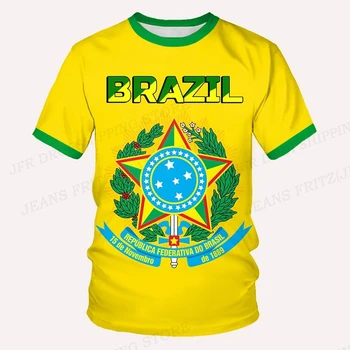 Brasil Vlajka Tričko Brazil Flag Print Tshirt Muži Ženy Módní T-shirt Y2k T-shirt Harajuku Oversized Topy Trička Dámské Oblečení Obrázek