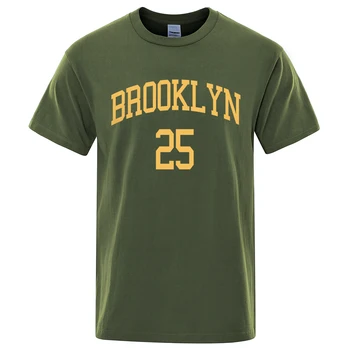 Brooklyn 25 Městě Žluté Písmeno Tričko Muži Kreativitu Ležérní Oblečení Módní Tričko Oblečení T Košile Prodyšná Bavlna T-Košile Obrázek