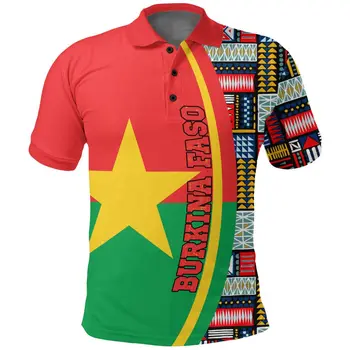 Burkina Faso Vlajka A erb Vlastní Polo Košile Letní Ležérní Streetwear pánská Móda Loose Jersey Plus Velikost Sportovní oblečení Obrázek