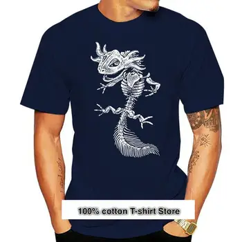 Camisetas de diseño personalizado para hombre, camisa de cuello redondo, 100% algodón, manga corta, Axolotl, esqueleto Obrázek