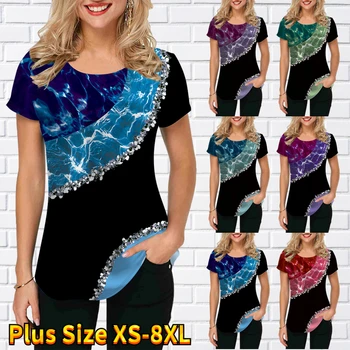 Dámské Ležérní Krátký Rukáv T Košile Tisk Květinové Pohodlí Street Fashion Top Dámské Tričko XS-8XL Obrázek