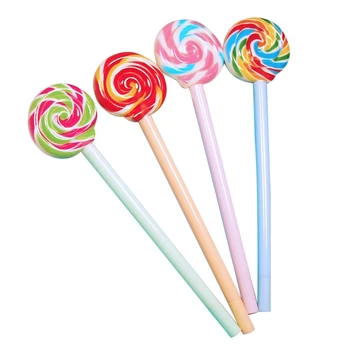 G5AA 20 Ks Roztomilá Lízátka ve Tvaru Černé Gelové Pero Cartoon Lollipop Pera Střední Bod Vynikající Rollerball Pera Sady pro Děti Obrázek