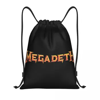 Heavy Metal Rock Roll Music Megadeths Tisk Šňůrky Tašky Ženy Muži Skládací Sportovní Sackpack Školení Skladování Batohy Obrázek