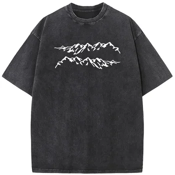 Horské Muži/Ženy Prát T-Shirt Bavlna 230g Vtipné Volné Odbarvené Tričko Retro Hip Hop Bělidlo T košile Topy Obrázek