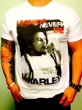 Hot Bob Marley Bílá Grafika T Shirt Pravidelné Fit Tee Obrázek