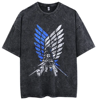 Hot Prodej Anime Útok na Titan T Košile Letní Anime Print T-košile Bavlna Prát Pánské nadměrné velikosti T Košile Y2K Streetwear Trička Obrázek